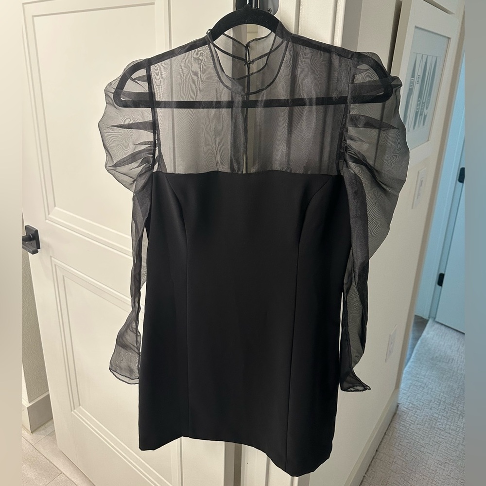 Amanda Uprichard Black Dress with Sheer Sleeves